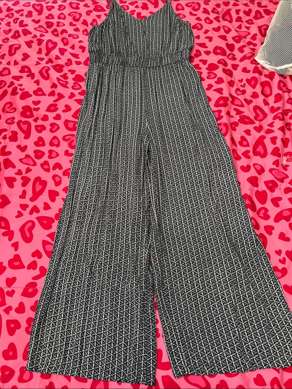 Black & White Geometric Wide-Leg Jumpsuit